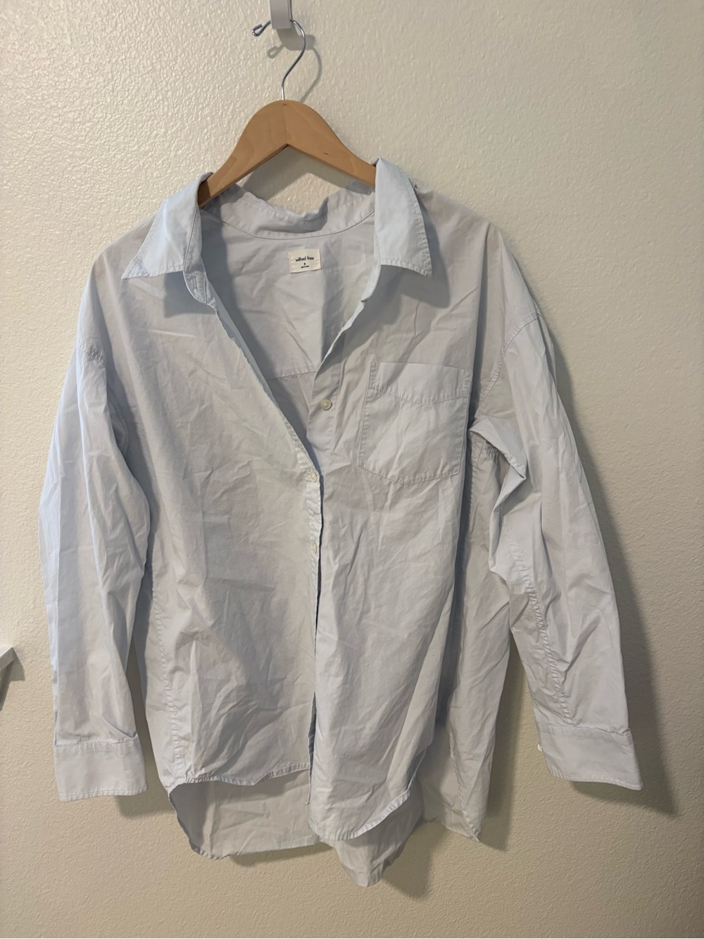 Aritzia Wilfred Free Relaxed Boyfriend Shirt Light Blue- M
